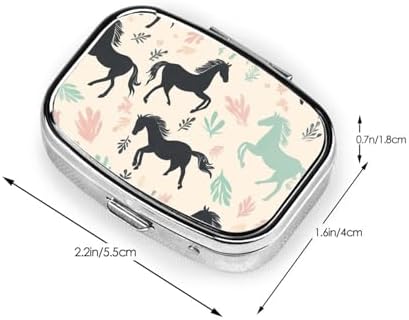 Pill Box 2 Compartment Medicine Pill Case for Pocket or Purse Mini Metal Pill Holder Cute Horse Pill Case Vitamin Organizer Portable Travel Pill Container to Hold Supplements Vitamins