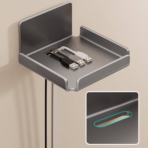 SM SunniMix Wall Mount Bracket Camera Shelf Holder Stand Carbon Steel Shelf with Secure Press Mount and Cable Port Suitable for Front Doors Interior landings pet Areas Building Elevators, White