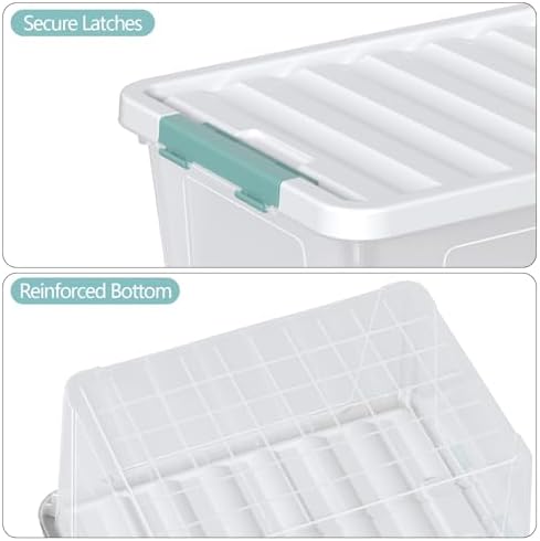 Sandmovie 36 Quart Large Clear Storage Bins, Plastic Storage Box, 6 Packs