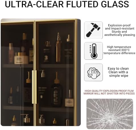 2/3 Tier Wall-Mounted Bathroom Cabinet with Door Glass ，Wall-Mounted Metal Makeup Organizer，Medicine Cabinet ，for Bedroom，Kitchen，Bathroom，Over The Toilet(D,Single Door 60cm/23.6in)