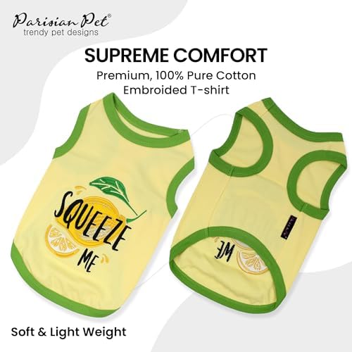 Parisian Pet Dog Shirt – 100% Cotton Shirts for Small Dogs - Sleeveless Puppy Vest – Lightweight and Breathable Pet Apparel – Pullover Summer Dog Clothes - Stretchy Funny T Shirts for Dogs