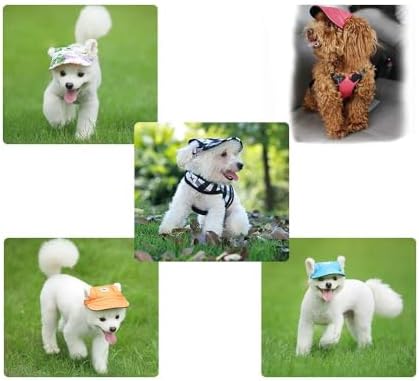 Leconpet Baseball Caps Hats with Neck Strap Adjustable Comfortable Ear Holes for Small Medium and Large Dogs in Outdoor Sun Protection (M, Blue Letters)
