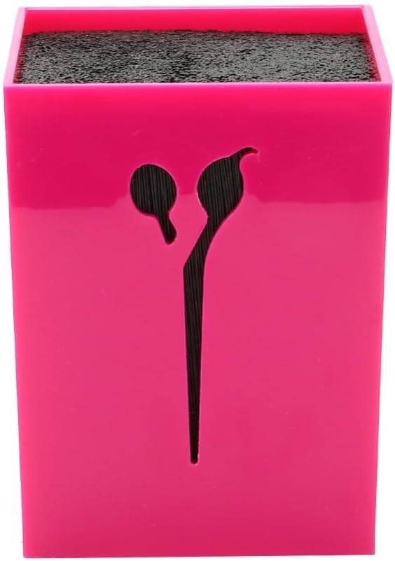 Scissor Holder Storage Box, ABS PET Hairdressing Shear Organizer with Anti-Slip Base, 4.13 x 3.19 in(Rose Red)