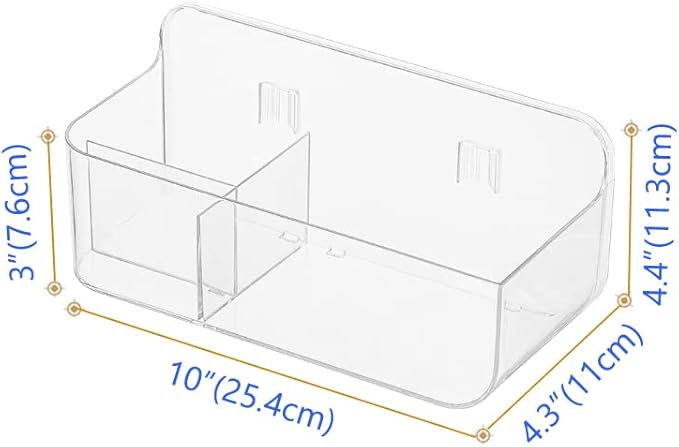 Poeland Wall Mount Storage Organizer, Clear Storage Box Holder Basket with 3 Compartments No Drilling Hang Walls/Doors for Kitchen, Cabinet, Bathroom, Bedroom, Office