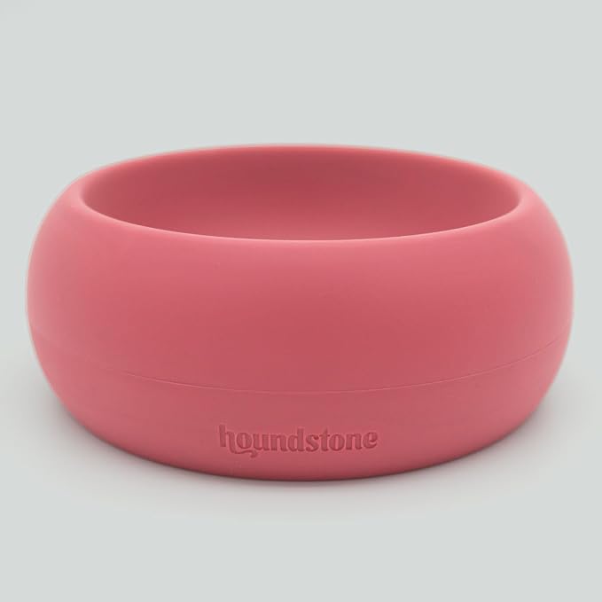 Houndstone Silicone Dog Bowl, BPA Free, 1 Cup Capacity, Non-Slip Base, Dishwasher Safe (Rosewood)