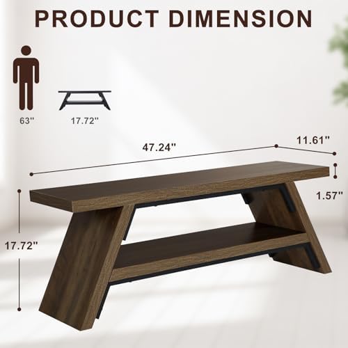 2-Tier Shoe Storage Bench, Solid Wood Entryway Stool Storage | Narrow Shoes Racks for Entryway, Minimalist Multi-Purpose Bench for Hallway, Kitchen, Bedroom, or Dining Room
