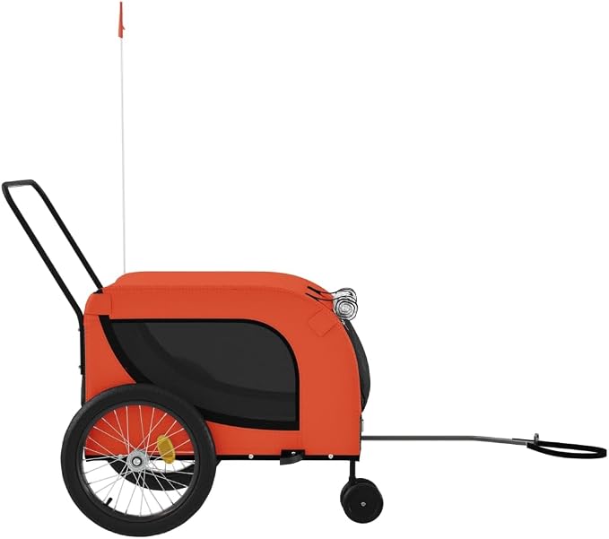 Pet Bike Trailer for Small Dogs, Foldable Bicycle Cargo Trailer with Mesh Windows and Reflectors, Sturdy Iron Frame Oxford Fabric Carrier, 49.2 x 24.8 x 26.0 in