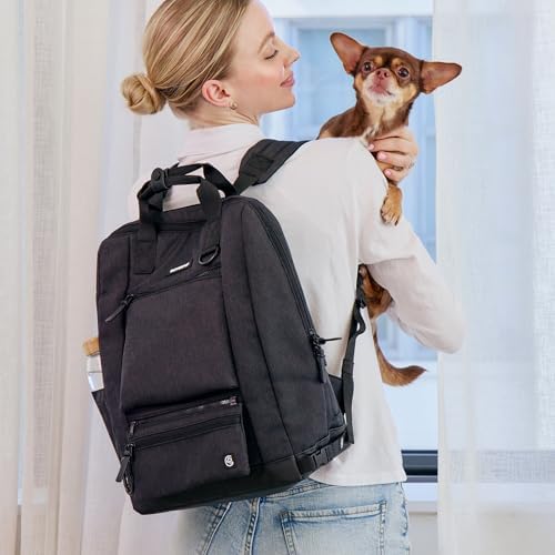 Cleverpup Porter 2-in-1 Dog Gear Travel Backpack - 10 Pockets, Graphite