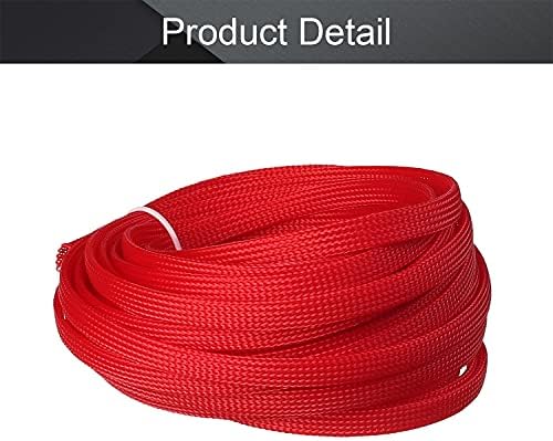 Othmro 32.8ft Length Expandable PET Flexible Braided Cable Sleeves 0.31in Width Wire Loom Sleeving and Organizers Flexible Wire Mesh Sleeves for TV Audio PC Computer Cords from Pet Chewing Red