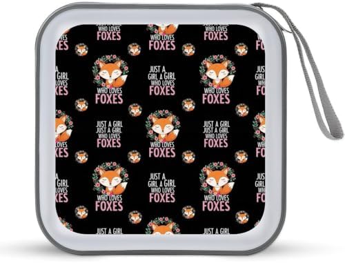 CD Holder Foxes 40 Capacity Protective Disc Storage Case | Hard Plastic, Just A Girl Who Loves Foxes CD DVD Organizer Wallet Portable for Car Home Office Travel