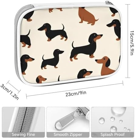 Simple Thin Pencil Case Waterproof And Portable Unisex Perfect Organizer Box Cartoon Dachshund Weiner Dog Pet Dogs