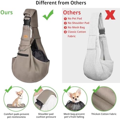 CUBY Dog and Cat Sling Carrier - Hands Free Reversible Pet Papoose Bag - Soft Pouch and Tote Design - Suitable for Puppy, Small Dogs Cats Outdoor
