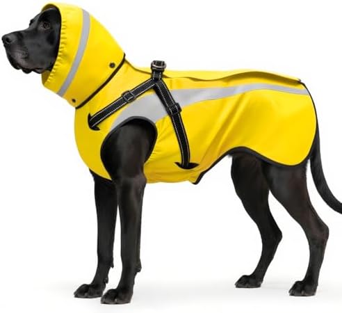 Dog Raincoat Waterproof Raincoats for Dog Reflective Dogs Rain Jackets with Hood Hoodie Pet Rain Poncho Coat for Small Medium Large Dogs Puppies S-XXL (Yellow, L)