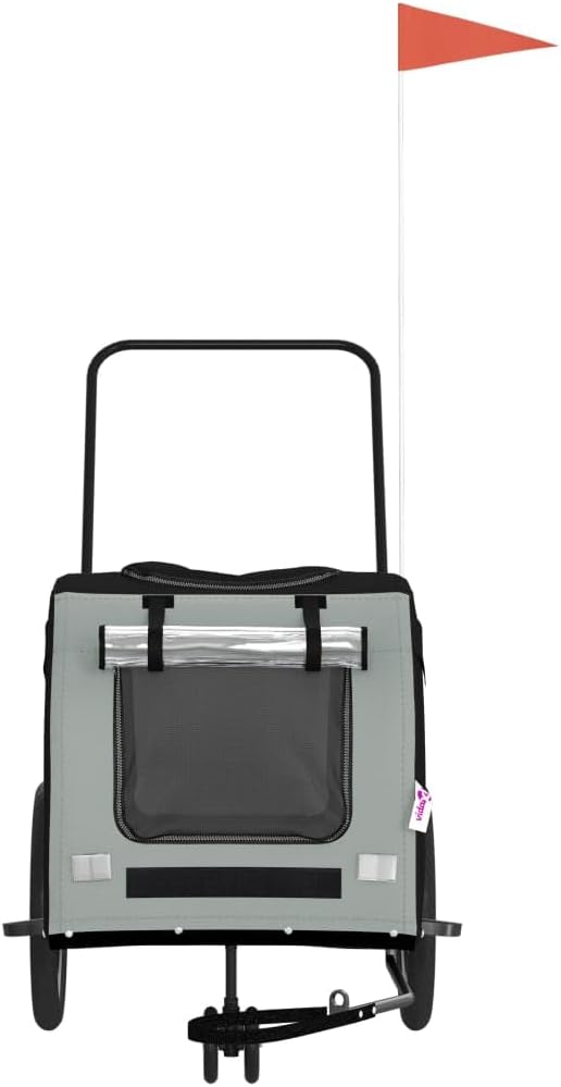 Pet Bike Trailer Orange and Gray Oxford Fabric Dog Bicycle Trailer with Iron Frame, 3-Wheel Pet Cargo Carrier for Small Dogs and Groceries, Includes Safety Flag and Reflectors