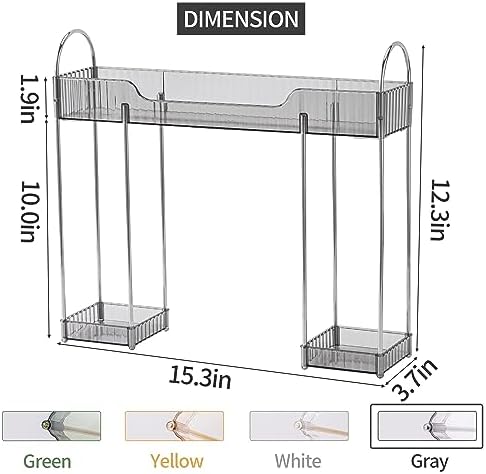 YCIA&DONE Bathroom Countertop Organizer Over The Faucet, Narrow Counter Organizers Above Sink, Table Mounted Faucet Over Sink Shelf for Kitchen, Toilet, Laundry(Smoky Gray)