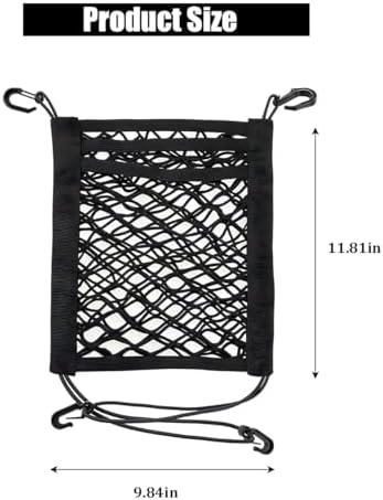 Car 3-Layer Car Mesh Organizer, Stretchable Seat Back Net Storage Pouch Pet Kids Barrier for Driving Safely, Automotive Driver Cargo Tissue Handbag Netting Holder Pocket, Universal Fit