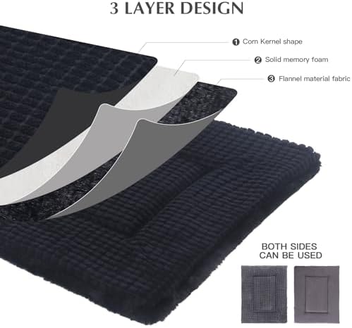 BVAGSS Reversible Dog Crate Pad, Memory Foam Pet Bed Mat, Soft Warm Machine Washable Sleeping Kennel Mattress for Small Medium Dogs XH079 (21''x13''x1.6'',Dark Grey)