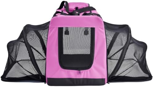 Pet Life ® 'Hounda Accordion' Metal Soft-Folding Collapsible Dual-Sided Triple-Expandable and Collapsible Folding Travel Dog Crate and Pet Playpen