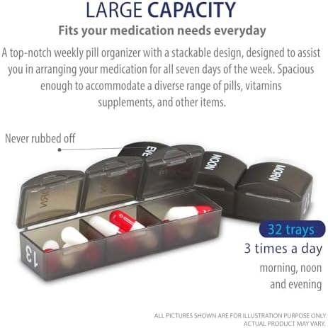Deke Home - Monthly Pill Organizer 3 Times a Day, 30 Day Pill Box with AM PM Compartments, Large Monthly Medicine Organizer for Vitamins, Supplements & Medication, Travel-Friendly Pill Case, BPA Free
