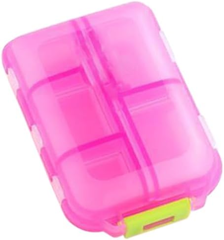 Travel Pill Organizer, Moisture Proof Daily Medicine Dispenser Box | Small Weekly Vitamin Pill Case for Supplement, Fish Oil, Meds, Pocket Pharmacy Cute Capsule Container 10 Compartments, Pink