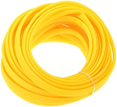 Othmro 10m/32.8ft PET Expandable Braid Arrange & Organize Cable Sleeving Flexible Wire Mesh Sleeve Yellow,Prevent Pets from Chewing