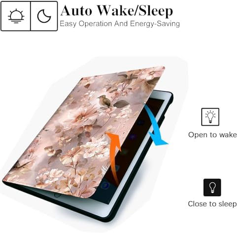 for Microsoft Surface Go 4/3/2/1-10.5" 2021 Tablet Case,Auto Wake/Sleep,Adjustable Stand Protective Cover - Pink Flower Bird