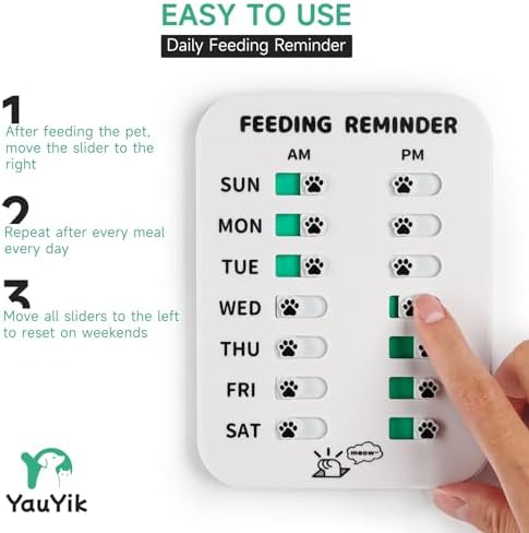 YAUYIK Dog Feeding Reminder, Puppy Feeding Schedule Chart, AM/PM Daily Indication Chart Feed/Walk Your Pets, Helps You to Track Pet Feeding & Walking (White)