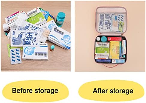 Large First Aid Bag Empty, Portable Travel Pill Bag Double Zipper First Aid Pouch with Handle for Family Outdoors Hiking Camping Car Office Workplace (Gray)