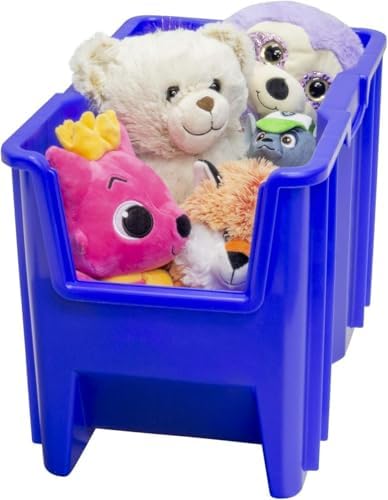 Akro-Mils Stak-N-Store Stackable Storage Bins, 17.5"x11"x12.5", Blue, 4-Pk