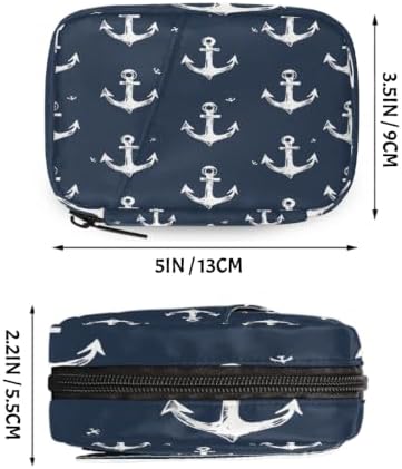 Travel Pill Organizer Hand Drawn Nautical Anchor Small Pill Case