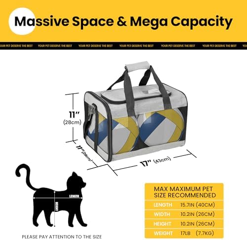 Conlun Cat Carrier Airline Approved, Soft-Sided Dog Carrier with Inner Safety Leash, Pet Transport Carrier for Small-Medium Cats Puppies up to 15 Lbs, Collapsible Travel Kitten Carrier Bag -Gray M | Airline Approved,with Inner Safety Leash,Collapsible ...