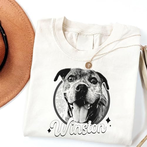 Chillever Personalized Dog Potrait Hoodie, Custom Photo Dog Mom Shirt, Sweatshirt, Gift for Dogs Cat Lovers
