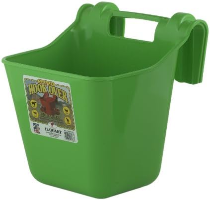 Little Giant® Plastic Hook Over Feeder | Mountable Livestock & Pet Feed Bucket | Horse Feed Bucket | Made in USA | 12 Quarts | Lime Green