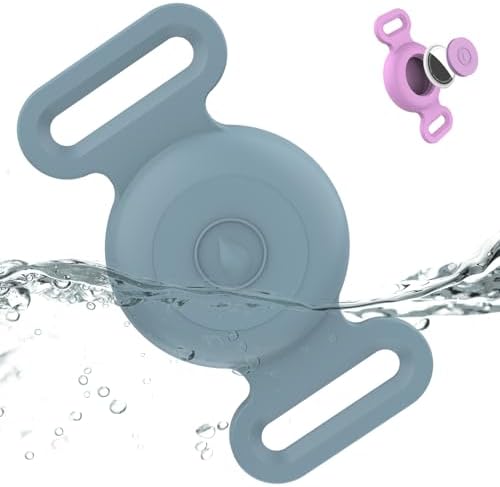 Waterproof Dog Collar with Airtag (1st & 2nd Gen) Holder, 1 Pack | Lightweight Silicone Hidden AirTag Holder for Dog Collar, Anti-Lost AirTag Case for Pet Cat Dog (Light Blue)