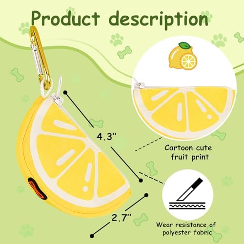 Lemon Dog Poop Bag Holder - Cute Leash Dispenser for Dog Walking | Dog Poop Bag Holder & Trash Carrier, Leash Attachable Dispenser for Poop Bags, Cute Durable Walking Accessory
