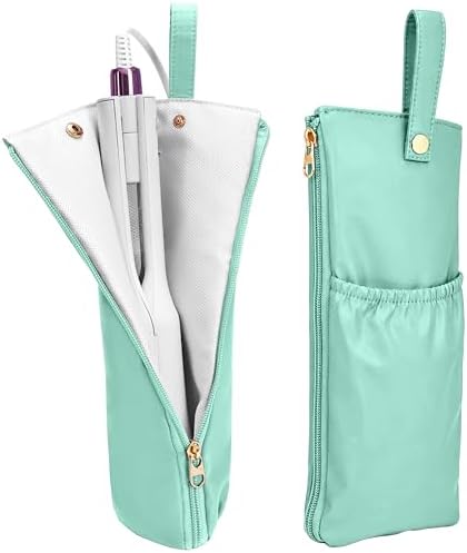 Hot Tools Travel Bag with Heat Resistant Mat, 2-in-1 Hair Tools Organizer Bag for Curling Iron, Flat Iron, Portable Holder & Mat with Cord Pocket for Home Travel(Green)