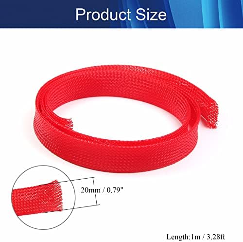 Jutagoss PET Expandable Braided Cable Sleeve, 3.28ft - 0.79 inch Red Cable Management Sleeve, Wire Loom Tube Cord Protector for USB Cable, Power Cord, Audio Video and More, 1Pc