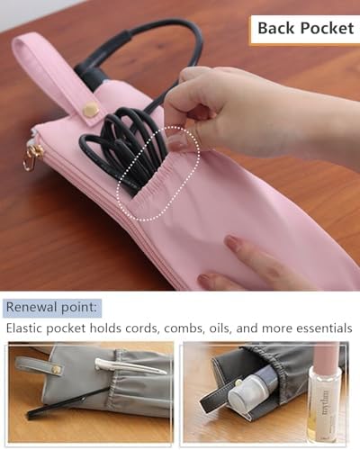 Lifeplus Holder & Mat for Hot Tools, Curling Iron Flat Iron Heat Resistant Hair Tools Travel Bag - Ideal for Home, Travel, Gift (Pink 2 pack)