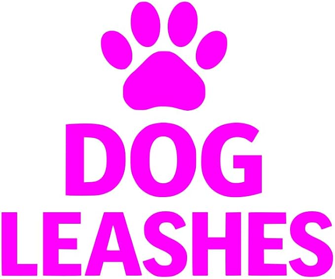 Dog Leashes Vinyl Decal – Waterproof Storage Label Sticker for Pet Organizer Bin or Hook Station (Pink)
