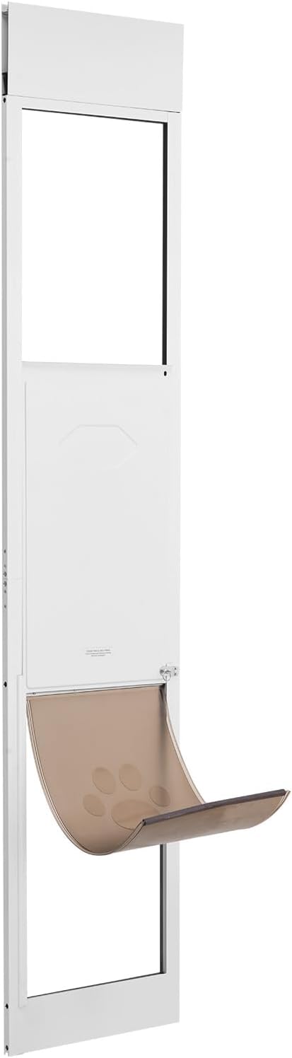 VEVOR Dog Door for Sliding Glass Door X-Large Doggy Door for Sliding Doors | For Dogs, 75 7/8"-80 11/16" Adjustable Height, Aluminum Frame, Tempered Glass, Pet Doors with Hinge Structure, Flap and Lock