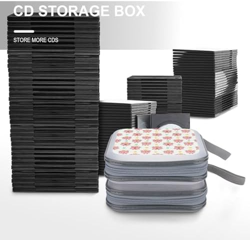 Hard Plastic Protective CD Case Crown Cute Pink Pig, 40-Disc Capacity Storage Binder with Zipper, Portable Organizer for Home Office