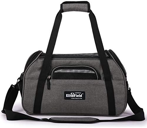 EliteField Soft-Sided Pet Carrier for Cats & Small Dogs (3-Year Warranty) | Airline Approved, Removable Bed & Cover, Built-In Leash, Luggage Sleeve, Seat Belt Loop, Waterproof, Durable, Foldable