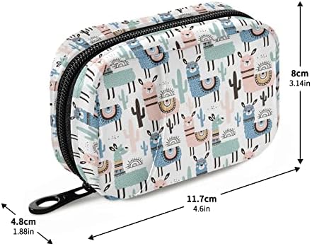 Ethnic Cactus Llama Pill Box 7 Day Pill Case Travel Pill Organizer Bag with Zipper Portable Weekly Case Compact Size for Vitamin Supplement Holder