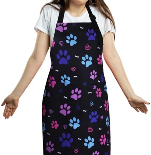 Dog Grooming Water-repellent Apron with 2 Pockets, Animals Puppy Dogs Pets Kitchen Chef Aprons for Grooming Cooking
