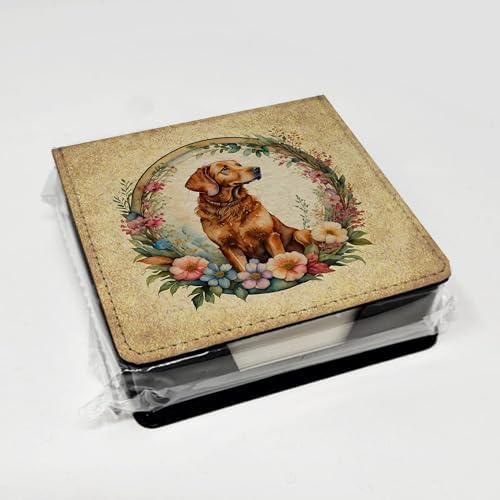 Caroline's Treasures Chesapeake Bay Retriever and Flowers PU Leather Note Paper Holder with Artist-Designed Cover, Desk Accessory, Office Gift