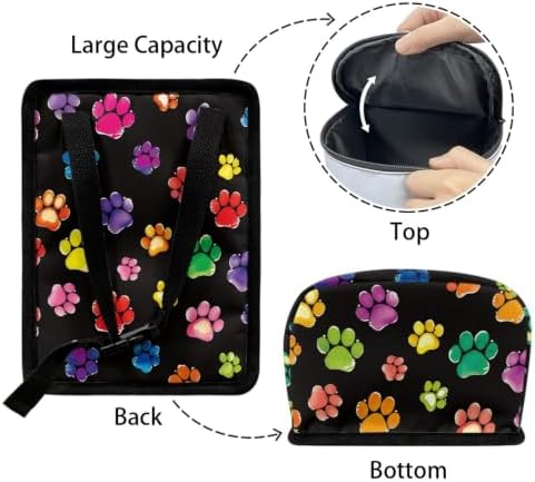 Rainbow Dog Paw Print Car Trash Can Automotive Car Trash Bag with Lid Collapsible Waterproof Car Organizers and Storage Car Accessories for Women