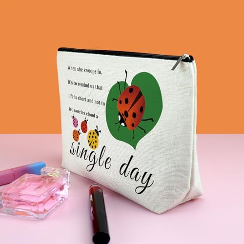 Ladybug Lover Gift Ladybug Makeup Bag Good Luck Ladybugs Gift for Women Inspirational Friendship Gift for Friends Lady Bug Cosmetic Bag Birthday Christmas Gift for Girls Daughter Travel Toiletry Pouch