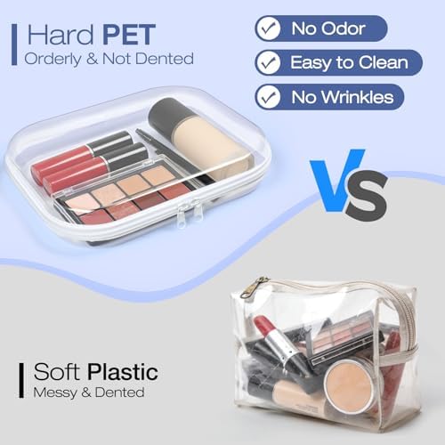 Clear Hard Shell Zipper Case, 4 Pack Diaper Bag Organizer Pouches, Toiletry Bag for Travel, Waterproof Makeup Bags for Cosmetic, Toy Storage Organizer Pencil Bag