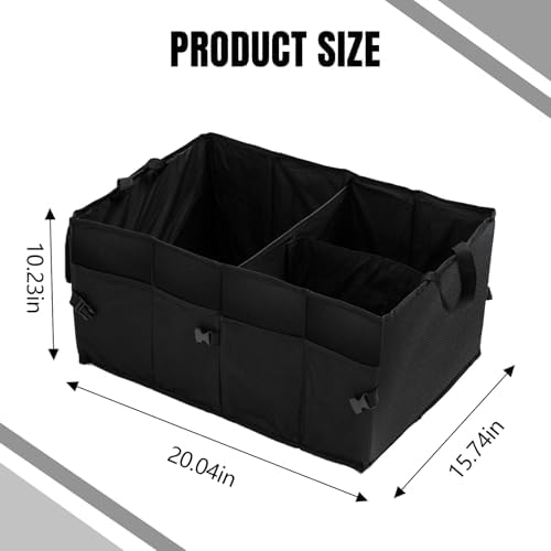 Hovom Car Trunk Organizer, Collapsible Trunk Storage Box for SUV, Multi-Compartment Car Organizers and Storage, Large Capacity Backseat Organizer for Most Cars SUVs Trucks Sedans (Black)