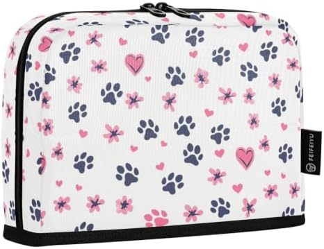 Hearts Flower Dog Pet Footprint Pencil Case for Kids Girls Boys | Large Pencil Pouch Pen Bag Holder with Big Capacity